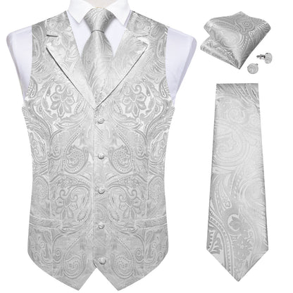 Silver Paisley Vest Set vest set    - Sophisticated Gentlemen