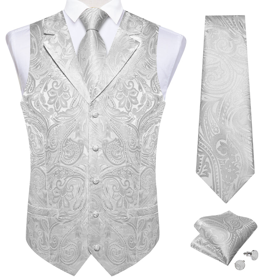 Silver Paisley Vest Set vest set    - Sophisticated Gentlemen