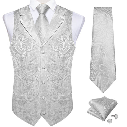 Silver Paisley Vest Set vest set    - Sophisticated Gentlemen