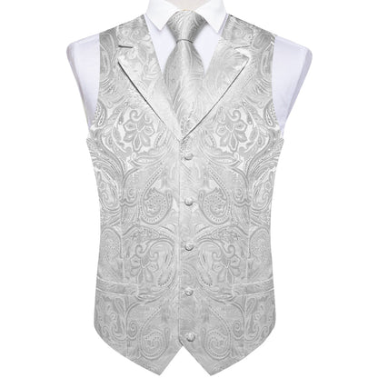 Silver Paisley Vest Set vest set    - Sophisticated Gentlemen