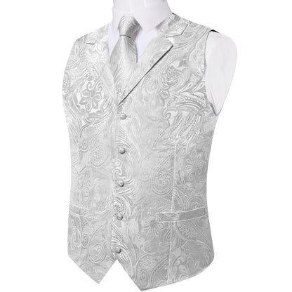 Silver Paisley Vest Set vest set    - Sophisticated Gentlemen