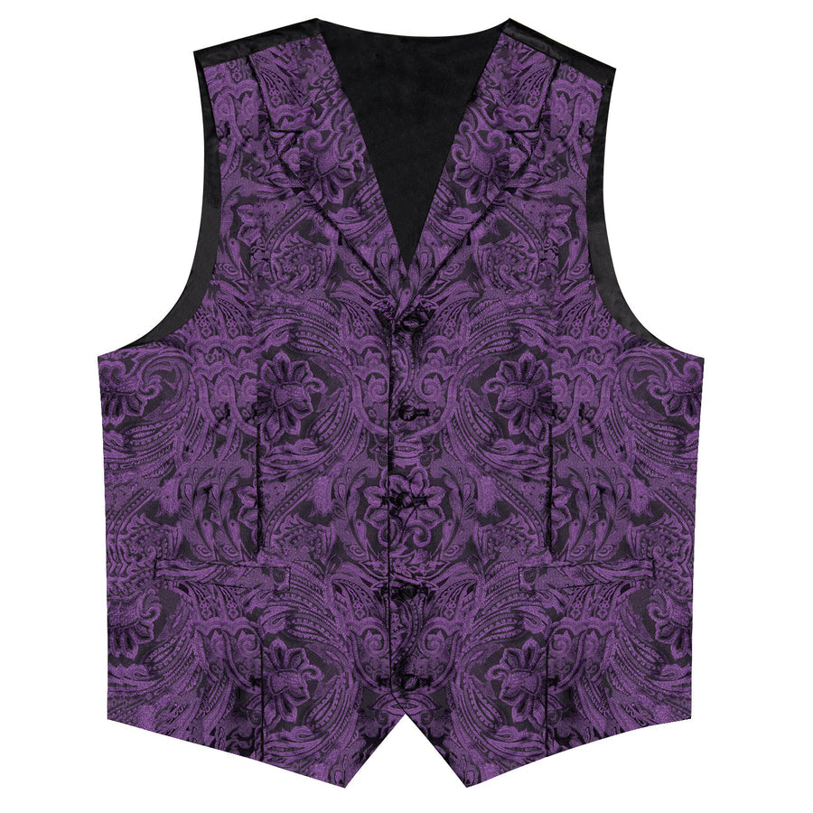 Deep Purple Paisley Men's Collar Vest Set vest set    - Sophisticated Gentlemen