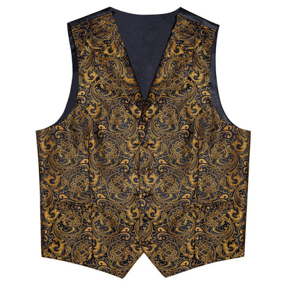 Golden Black Paisley Men's Collar Vest Set vest set    - Sophisticated Gentlemen
