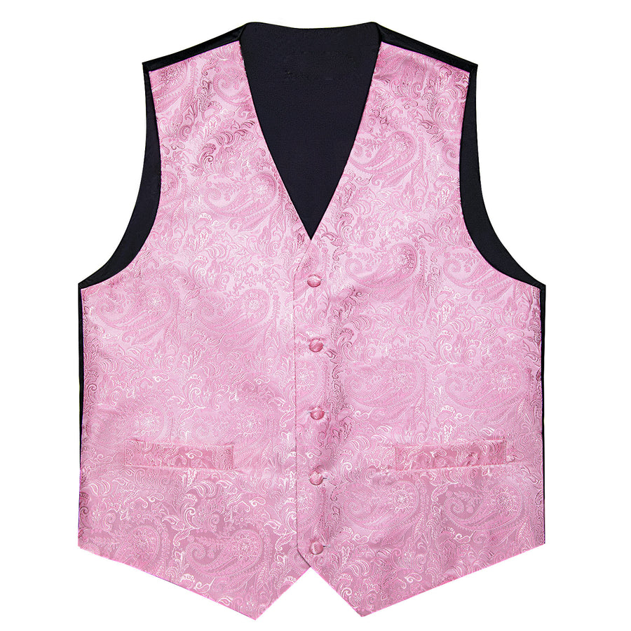 Pink Paisley Men's Collar Vest Set vest set    - Sophisticated Gentlemen
