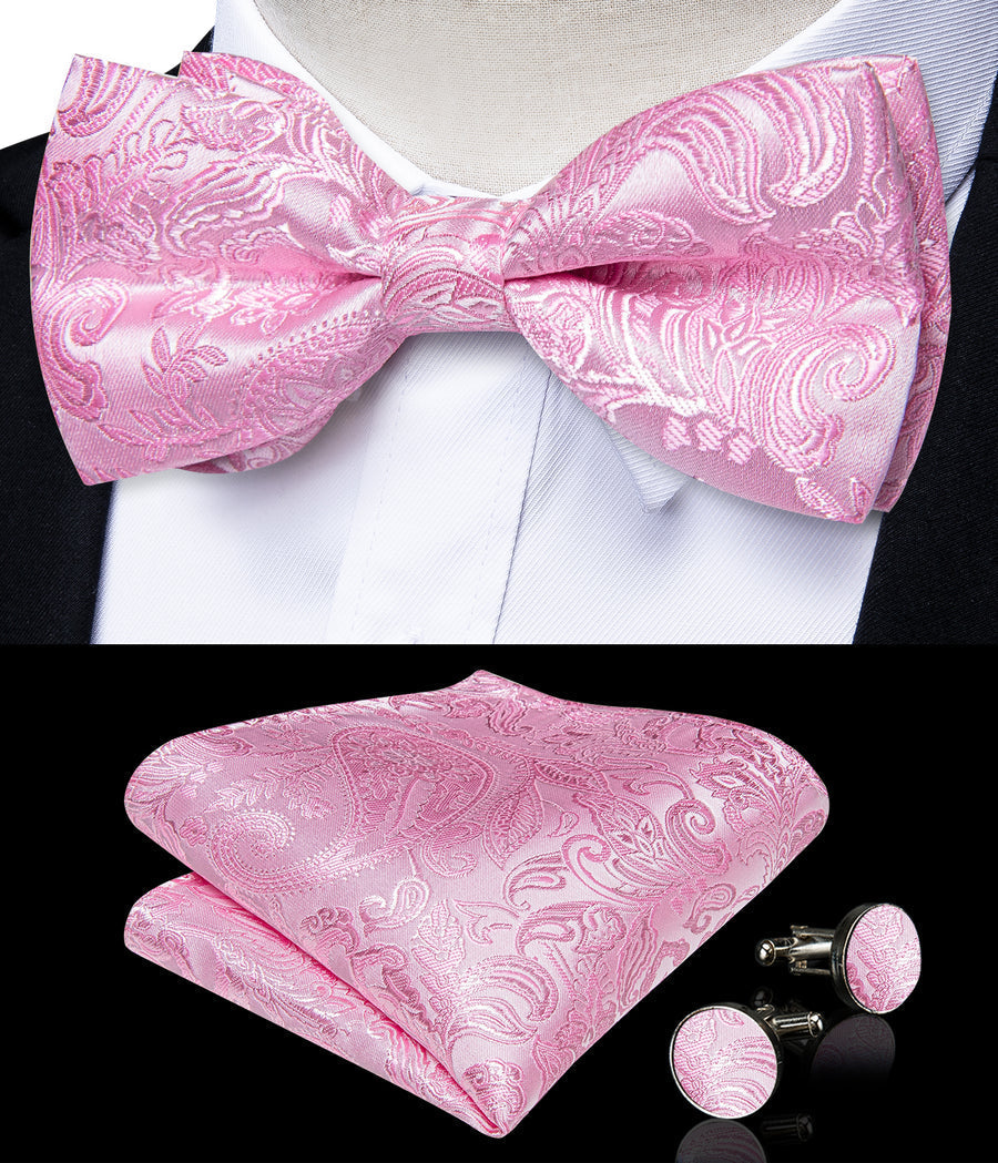 Pink Paisley Men's Collar Vest Set vest set    - Sophisticated Gentlemen