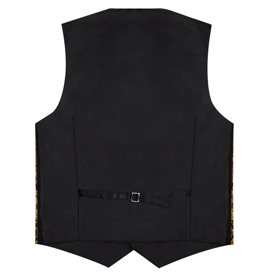 Gold Black Paisley Silk Men's Vest Set vest set    - Sophisticated Gentlemen