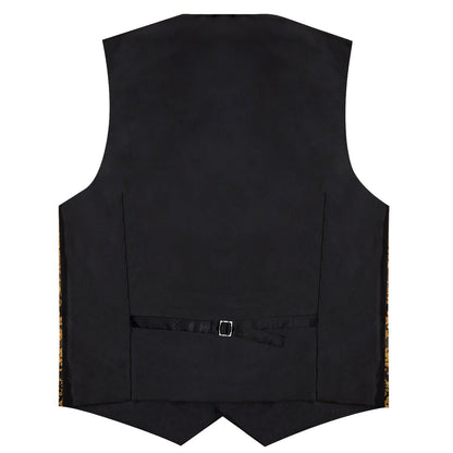 Gold Black Paisley Silk Men's Vest Set vest set    - Sophisticated Gentlemen