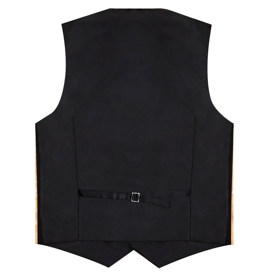 Orange Paisley Flower Silk Men's Vest Set vest set    - Sophisticated Gentlemen
