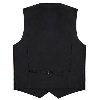 Orange Paisley Flower Silk Men's Vest Set vest set    - Sophisticated Gentlemen