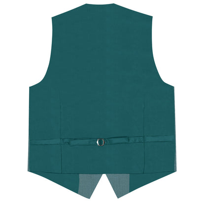 Dark Cyan Solid Jacquard Men's Vest Set vest set    - Sophisticated Gentlemen