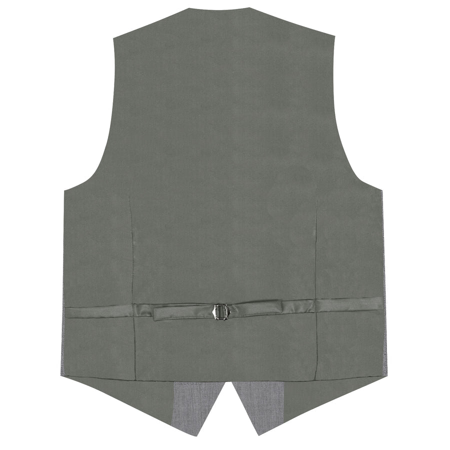 Gray Solid Jacquard Men's Vest Set vest set    - Sophisticated Gentlemen