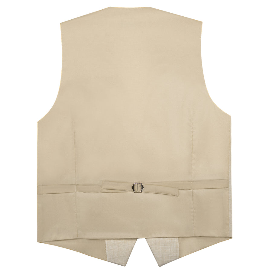 Lemon Chiffon Solid Jacquard Men's Vest Set vest set    - Sophisticated Gentlemen