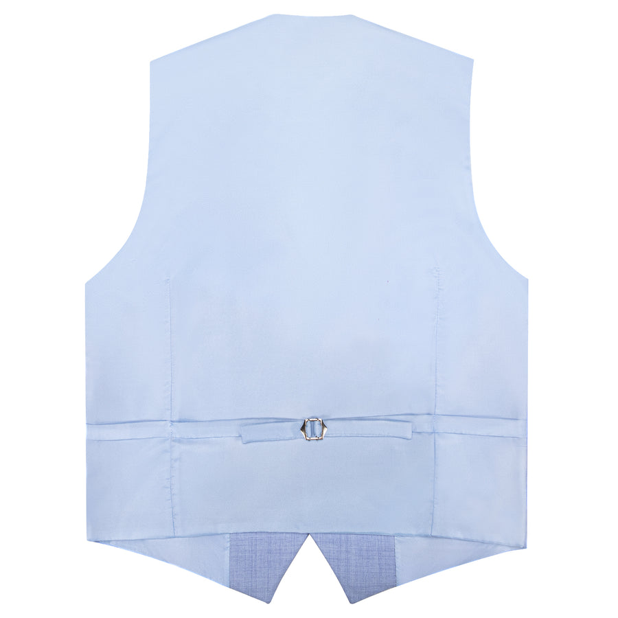 Light Blue Solid Jacquard Men's Vest Set vest set    - Sophisticated Gentlemen