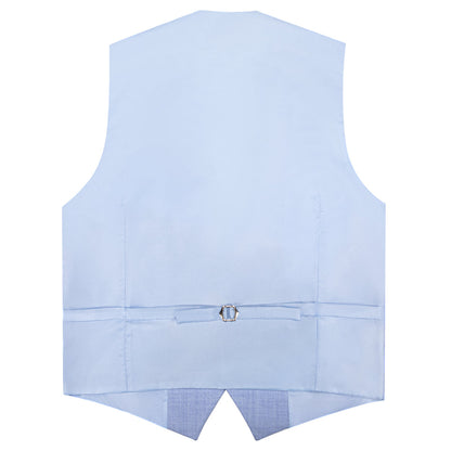 Light Blue Solid Jacquard Men's Vest Set vest set    - Sophisticated Gentlemen