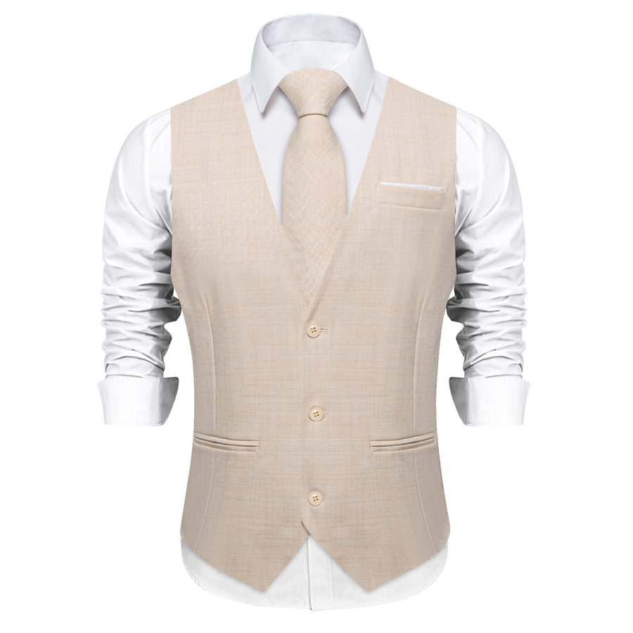 White Solid Jacquard Men's Vest Set vest set    - Sophisticated Gentlemen