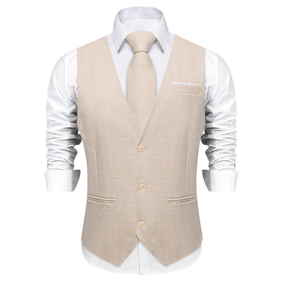 White Solid Jacquard Men's Vest Set vest set    - Sophisticated Gentlemen