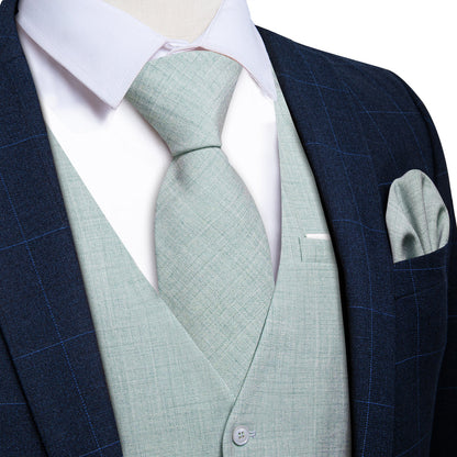 Light Cadet Blue Solid Jacquard Men's Vest Set vest set S (Chest 40")   - Sophisticated Gentlemen