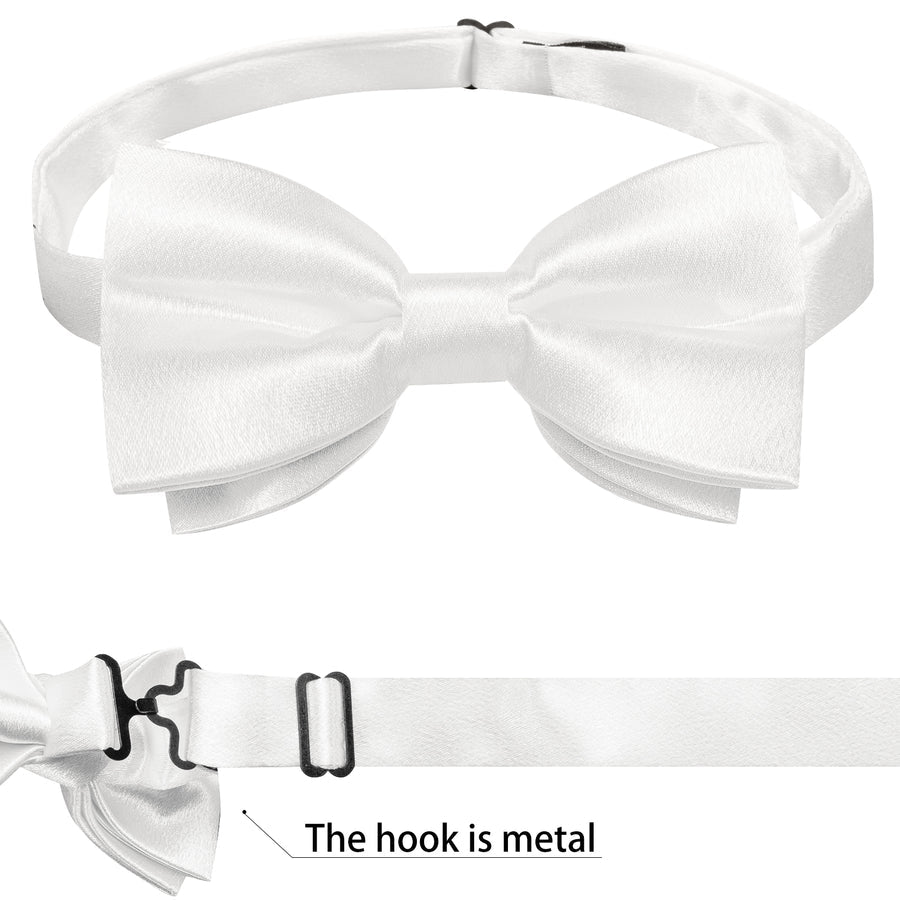 White Solid Shining Silk Men's Bowtie Vest Set vest set    - Sophisticated Gentlemen