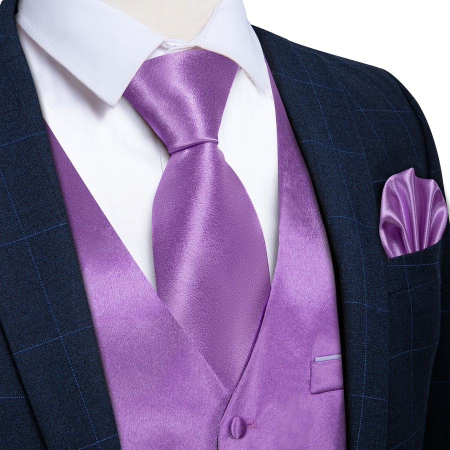 Light Purple Shining Solid Bowtie Vest Set vest set    - Sophisticated Gentlemen