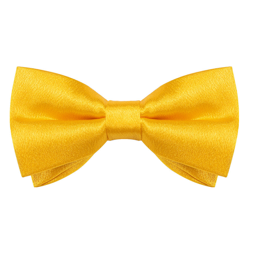 Brilliant Yellow Solid Shining Silk Men's Bowtie Vest Set vest set    - Sophisticated Gentlemen