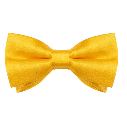Brilliant Yellow Solid Shining Silk Men's Bowtie Vest Set vest set    - Sophisticated Gentlemen
