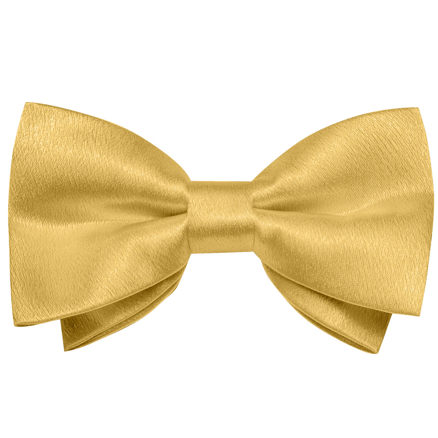Light Yellow Solid Shining Silk Men's Bowtie Vest Set vest set    - Sophisticated Gentlemen