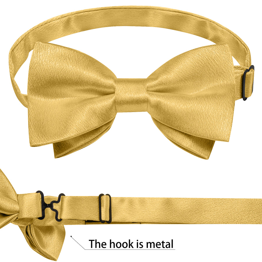 Light Yellow Solid Shining Silk Men's Bowtie Vest Set vest set    - Sophisticated Gentlemen