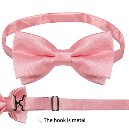 Baby Pink Solid Shining Silk Men's Bowtie Vest Set vest set    - Sophisticated Gentlemen