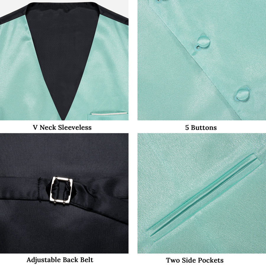 Mint Green Shining Solid Bowtie Vest Set vest set    - Sophisticated Gentlemen