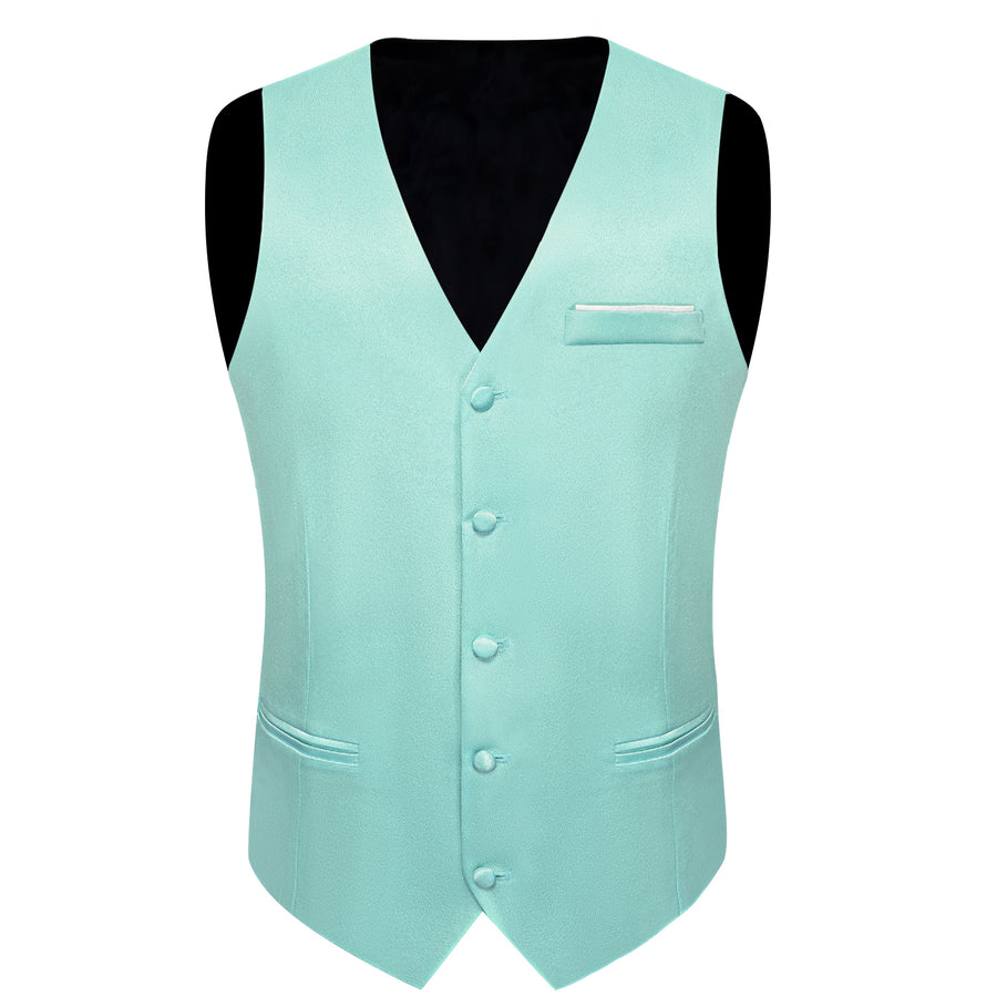 Mint Green Shining Solid Bowtie Vest Set vest set    - Sophisticated Gentlemen
