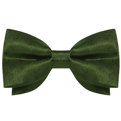 Olive Green Solid Shining Silk Men's Bowtie Vest Set vest set    - Sophisticated Gentlemen