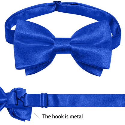 Shining Royal Blue Solid Silk Bowtie Vest Set vest set    - Sophisticated Gentlemen