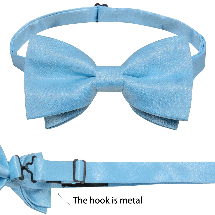 Baby Blue Shining Solid Bowtie Vest Set vest set    - Sophisticated Gentlemen