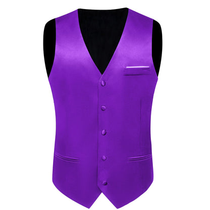 Purple Solid Shining Silk Bowtie Vest Set vest set    - Sophisticated Gentlemen