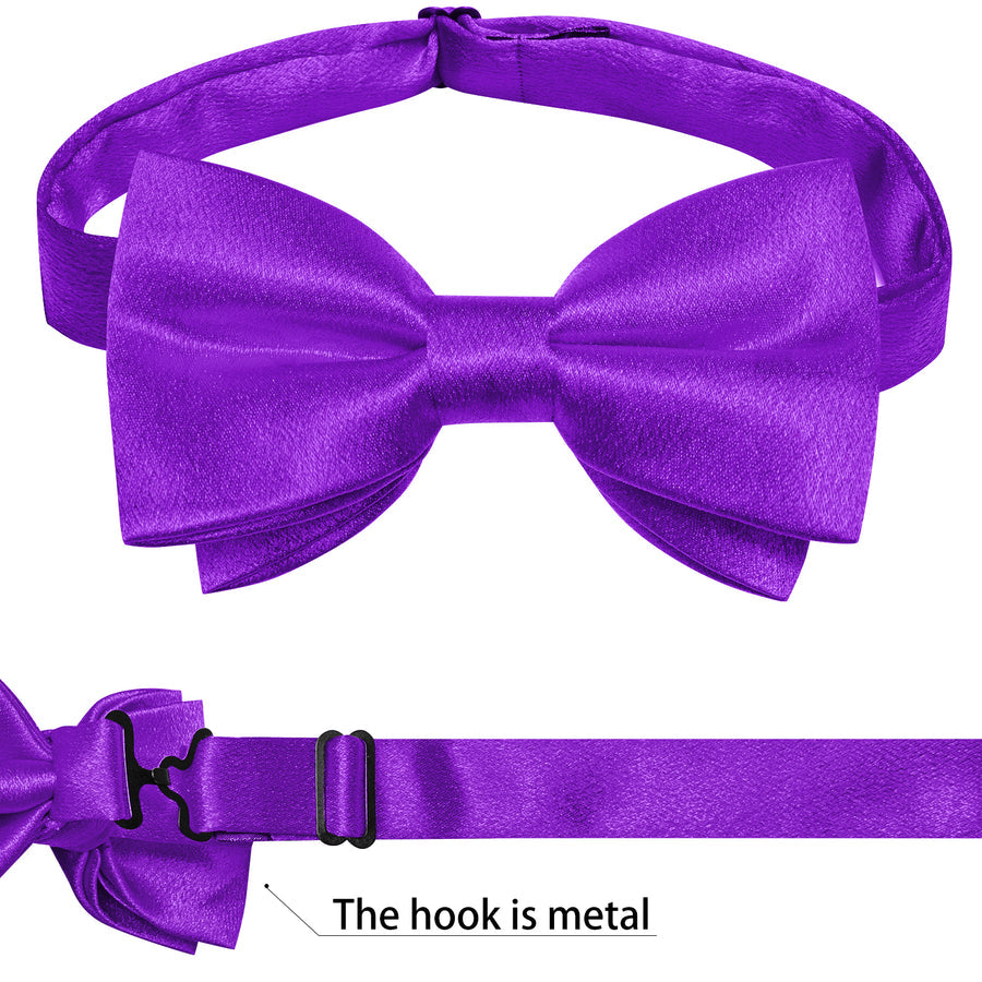 Purple Solid Shining Silk Bowtie Vest Set vest set    - Sophisticated Gentlemen