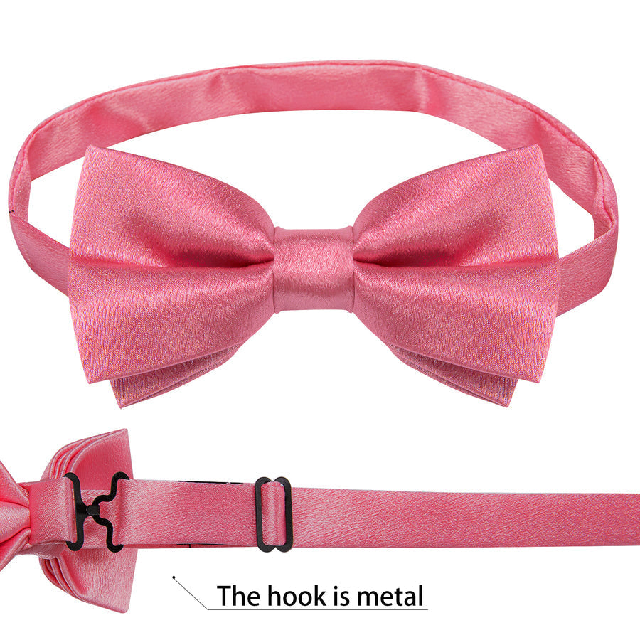 Pink Solid Shining Silk Men's Bowtie Vest Set vest set    - Sophisticated Gentlemen