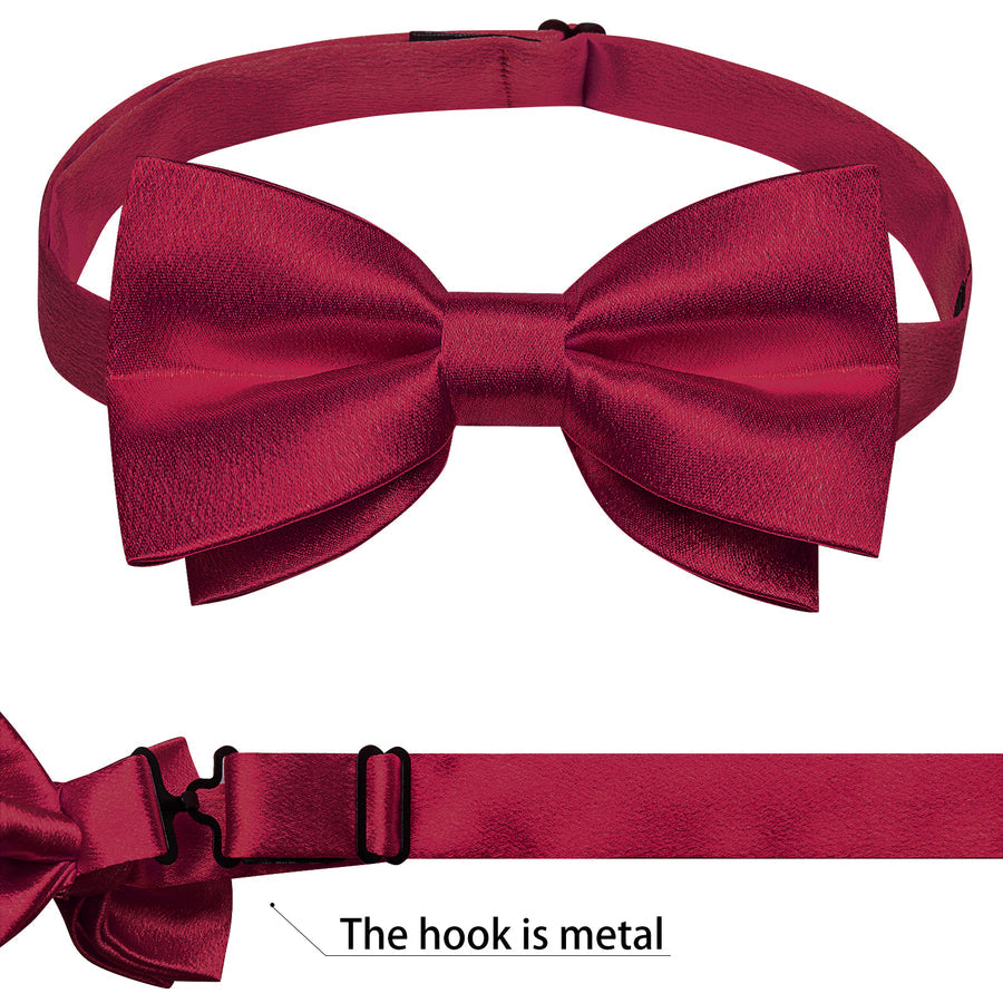 Wine Red Solid Shining Silk Men's Bowtie Vest Set vest set    - Sophisticated Gentlemen