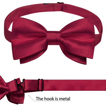 Wine Red Solid Shining Silk Men's Bowtie Vest Set vest set    - Sophisticated Gentlemen