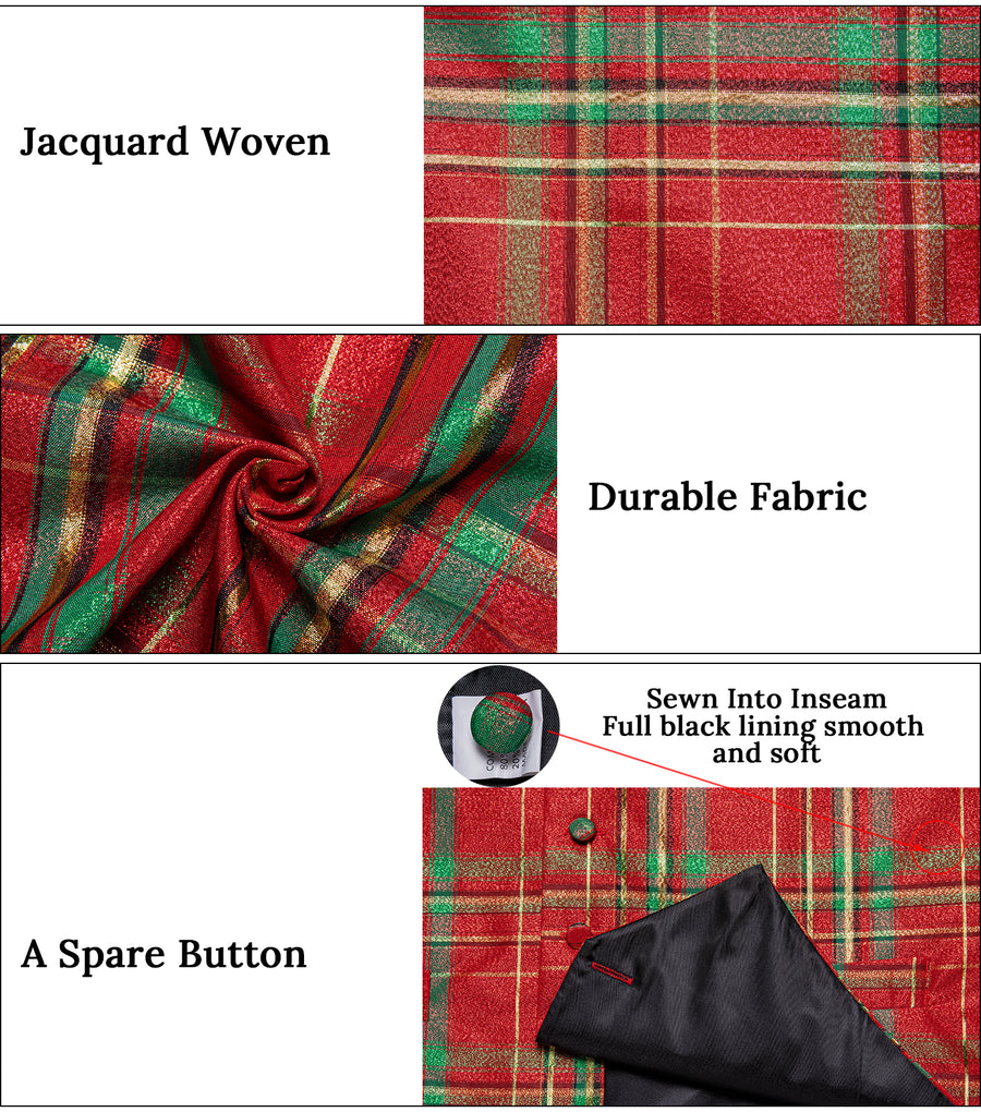Christmas Red Green Plaid Bowtie Vest Set vest set    - Sophisticated Gentlemen