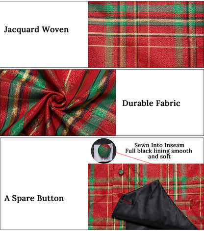 Christmas Red Green Plaid Bowtie Vest Set vest set    - Sophisticated Gentlemen