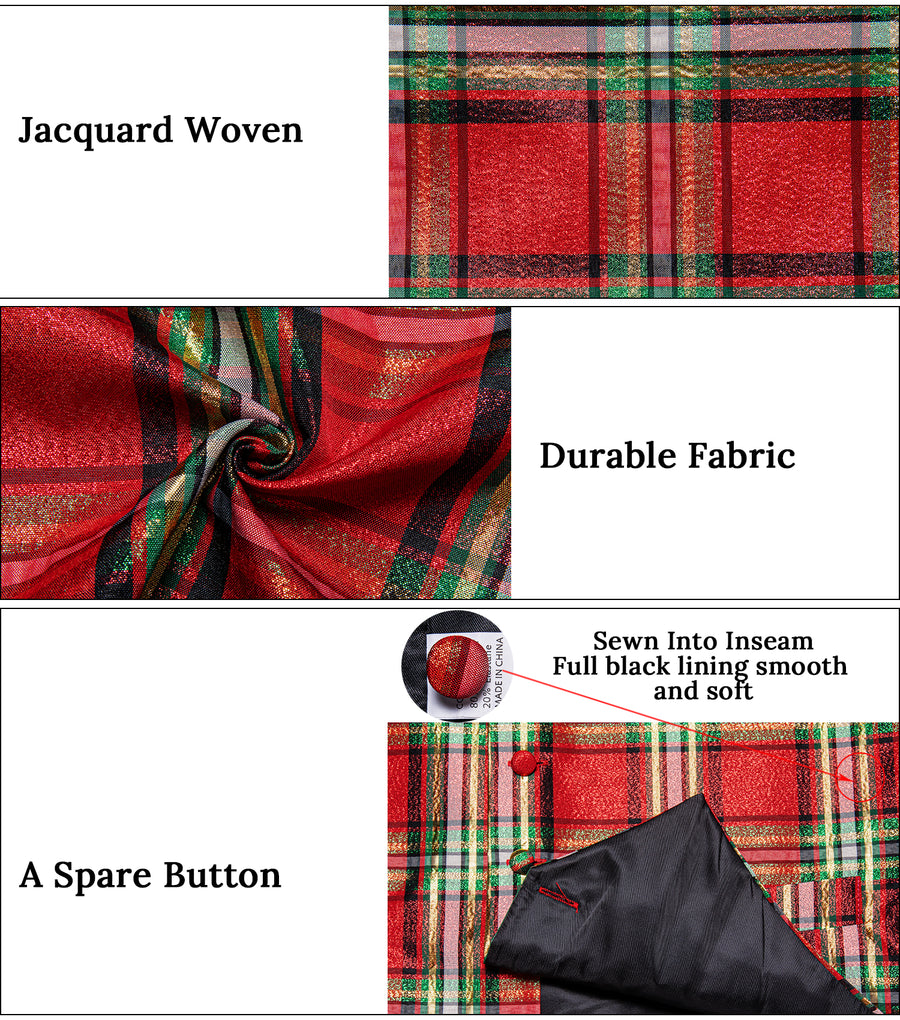 Christmas Scotland Red Green Plaid Bowtie Vest Set vest set    - Sophisticated Gentlemen