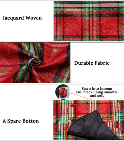 Christmas Scotland Red Green Plaid Bowtie Vest Set vest set    - Sophisticated Gentlemen