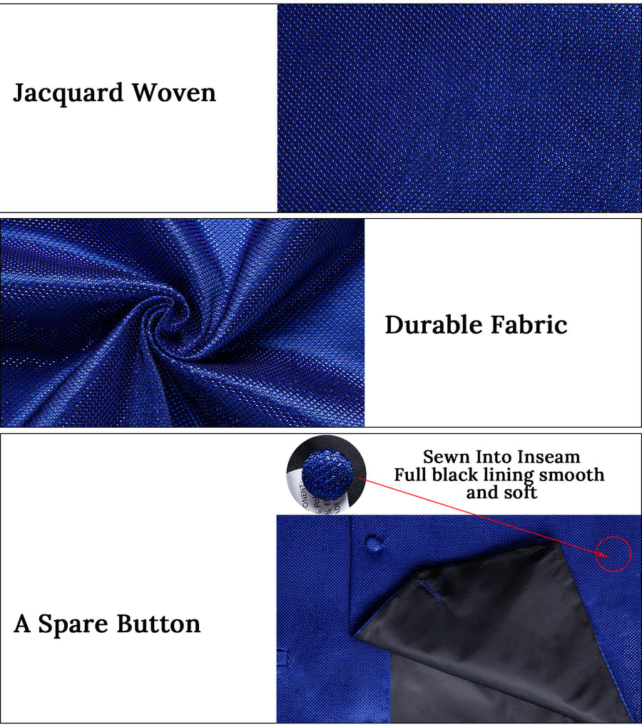 New Dark Blue Solid Shiny Men's Bowtie Vest Set vest set    - Sophisticated Gentlemen