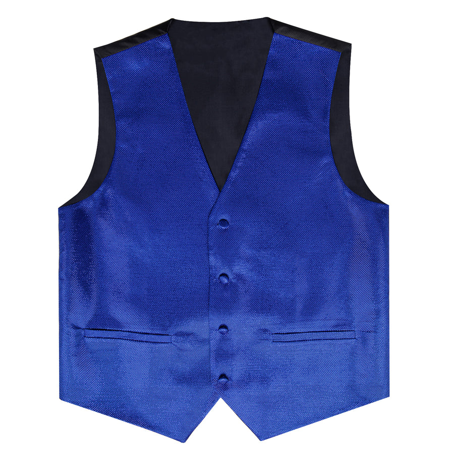 New Dark Blue Solid Shiny Men's Bowtie Vest Set vest set    - Sophisticated Gentlemen