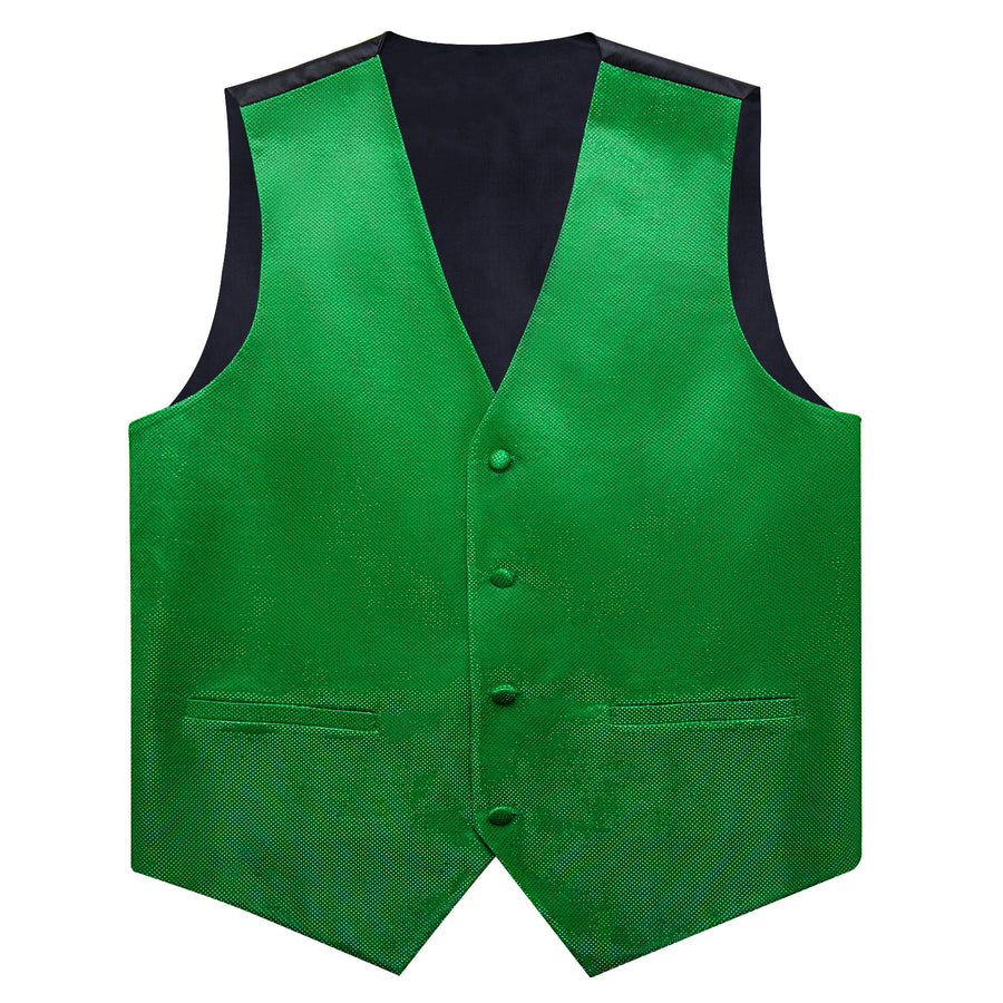Green Solid Shiny Men's Bowtie Vest Set vest set    - Sophisticated Gentlemen