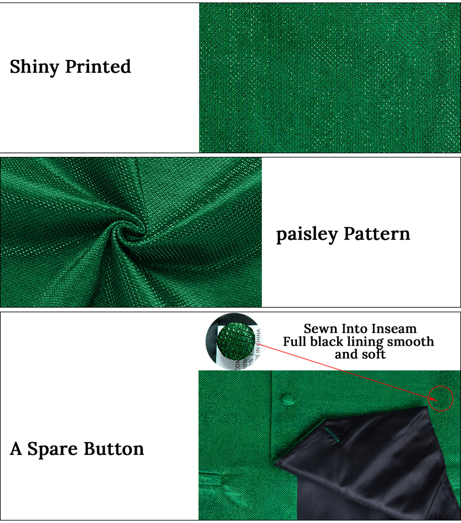 New Deep Green Solid Shiny Men's Bowtie Vest Set vest set    - Sophisticated Gentlemen