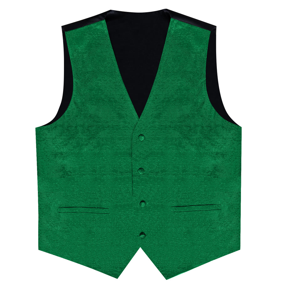 New Deep Green Solid Shiny Men's Bowtie Vest Set vest set    - Sophisticated Gentlemen