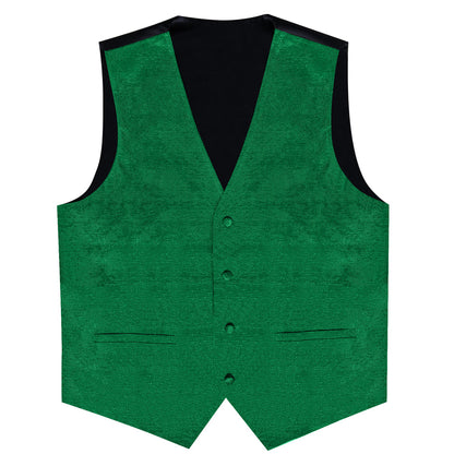 New Deep Green Solid Shiny Men's Bowtie Vest Set vest set    - Sophisticated Gentlemen