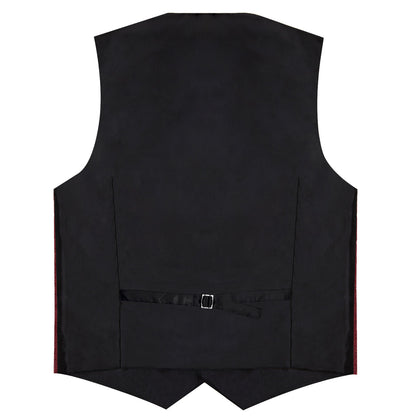 Burgundy Red Shiny Vest Set with Matching Bow Tie, Hanky, and Cufflinks vest set    - Sophisticated Gentlemen