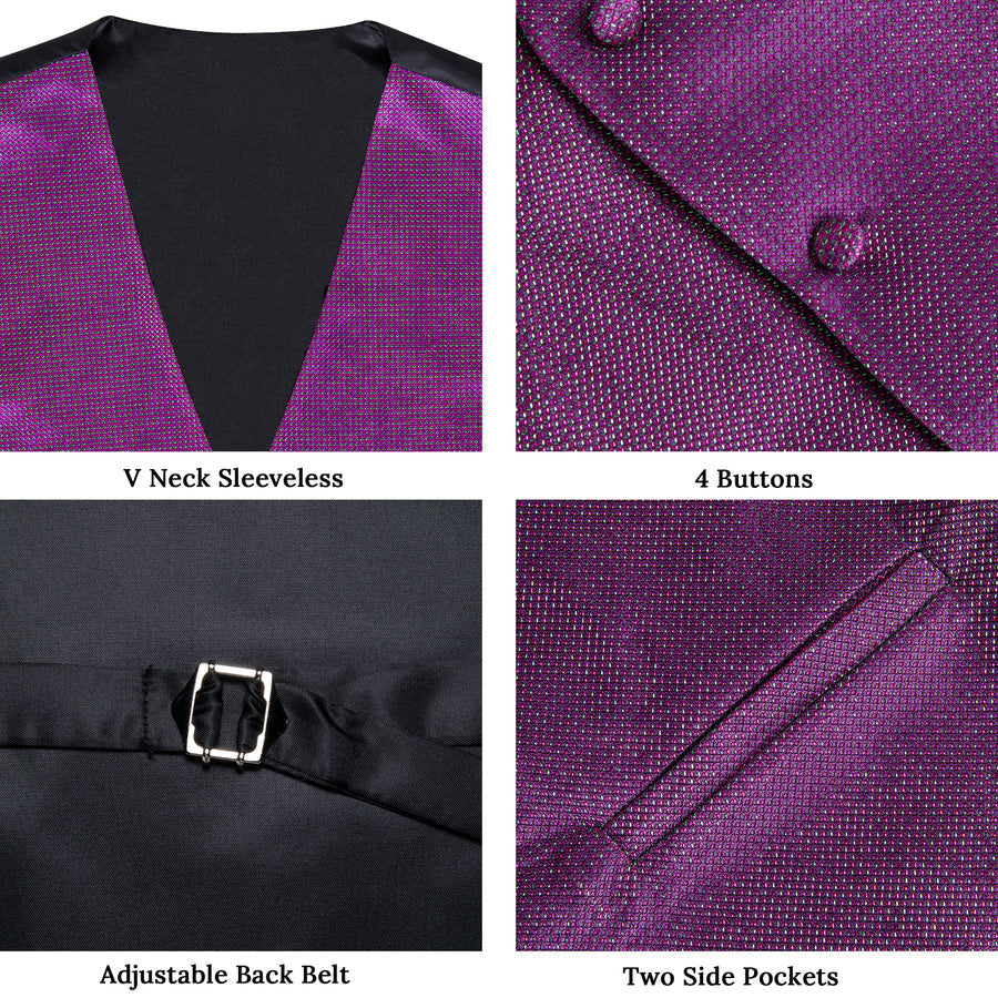 New Amethyst Purple Solid Shiny Men's Bowtie Vest Set vest set    - Sophisticated Gentlemen